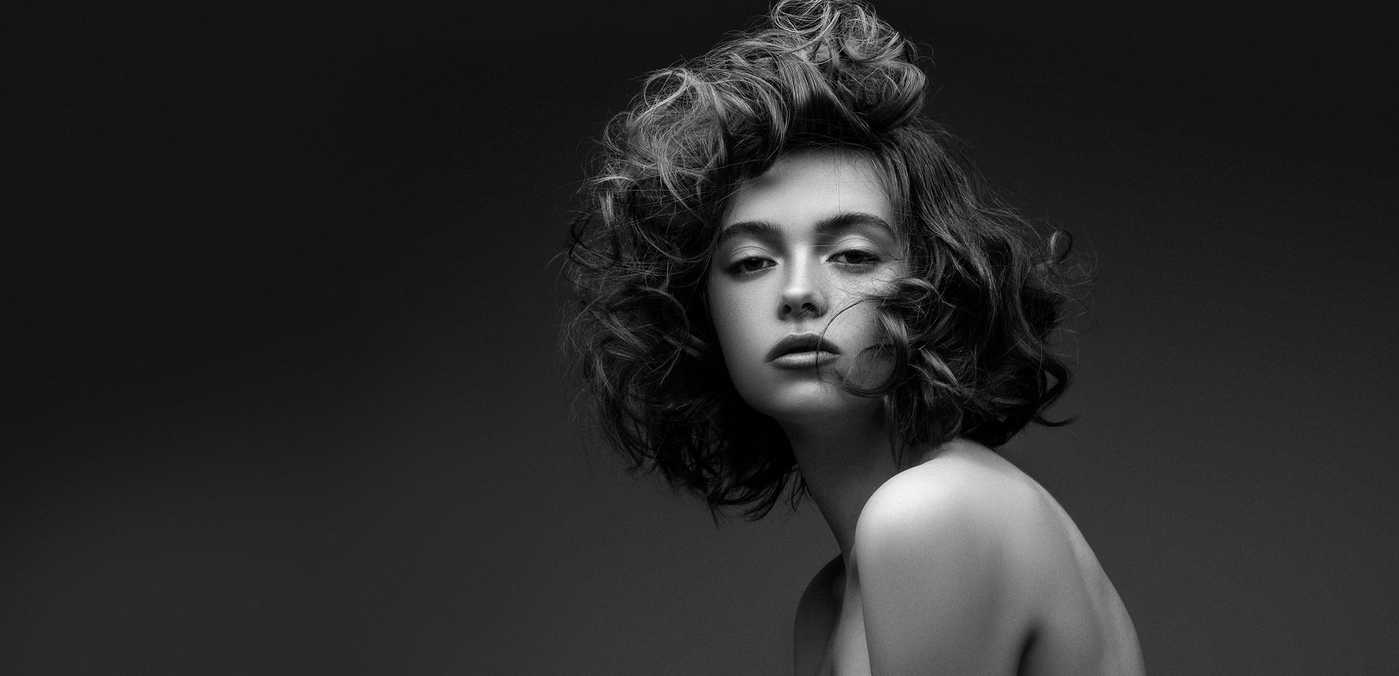 Fashion model with dramatic hair